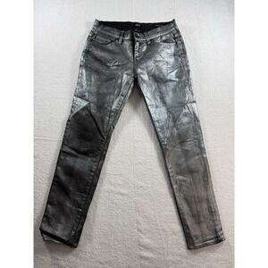 BDG URBAN OUTFITTERS WomMid Rise Twig Ankle Skinny Metallic Silver Jeans 28w X29